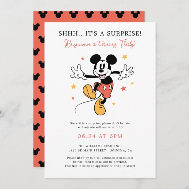 Mickey Mouse Surprise Birthday  Invitation (Front/Back)