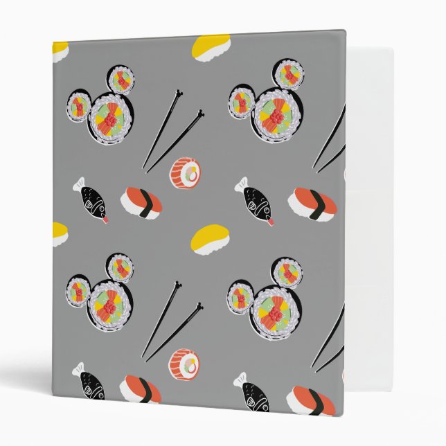 Mickey Mouse Sushi Icon Pattern 3 Ring Binder (Front/Inside)