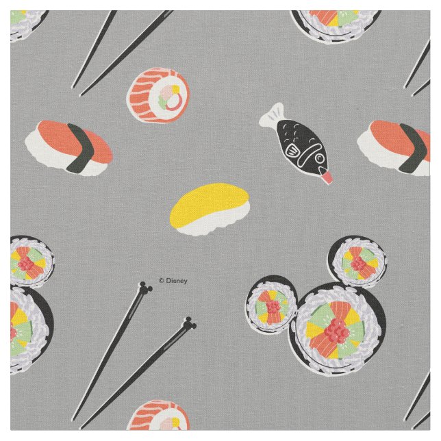 Mickey Mouse Sushi Icon Pattern Fabric (Close Up)