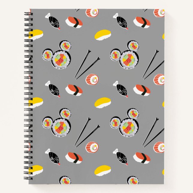Mickey Mouse Sushi Icon Pattern Notebook (Front)