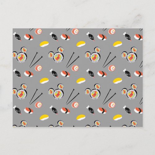 Mickey Mouse Sushi Icon Pattern Postcard