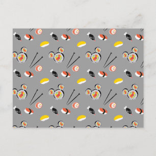 Mickey Mouse Sushi Icon Pattern Postcard