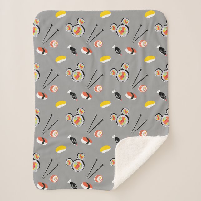 Mickey Mouse Sushi Icon Pattern Sherpa Blanket (Front)
