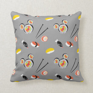 Mickey Mouse Sushi Icon Pattern Throw Pillow
