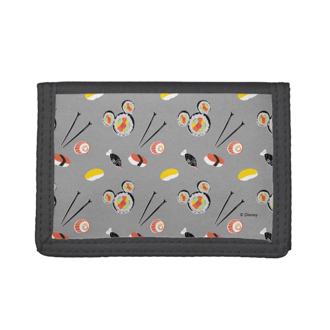 Mickey Mouse Sushi Icon Pattern Tri-fold Wallet (Front)