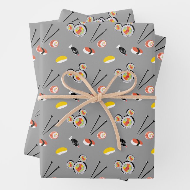 Mickey Mouse Sushi Icon Pattern Wrapping Paper Sheets (In situ)