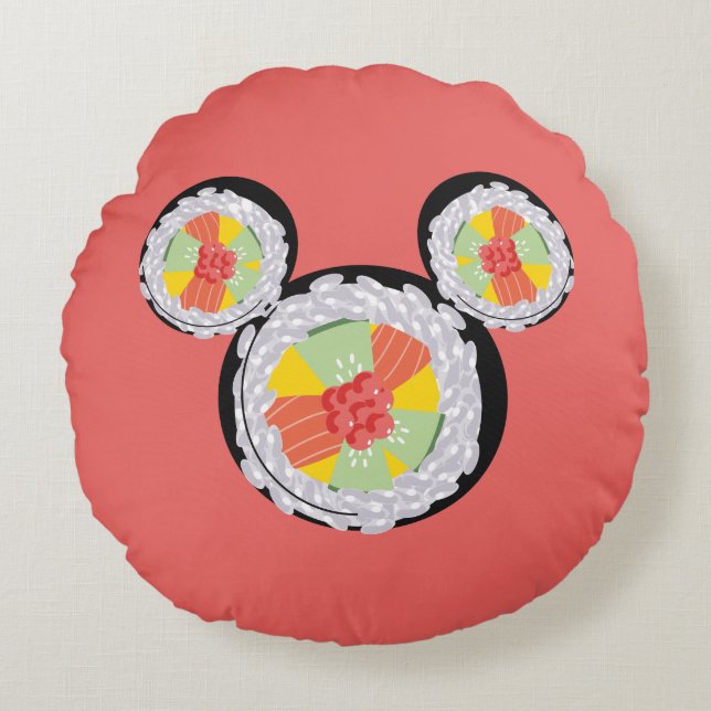 Mickey Mouse Sushi Icon Round Pillow (Front)