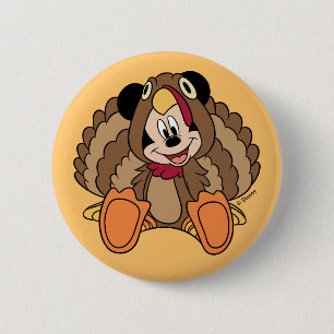 Mickey Mouse Thanksgiving Turkey Button