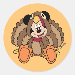 Mickey Mouse Thanksgiving Turkey Classic Round Sticker
