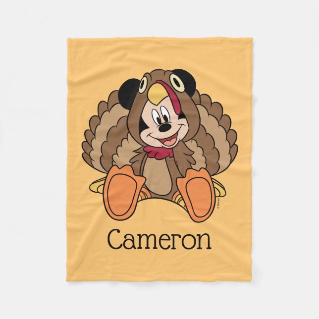 Mickey Mouse Thanksgiving Turkey Fleece Blanket (Front)