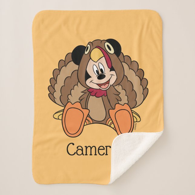 Mickey Mouse Thanksgiving Turkey Sherpa Blanket (Front)