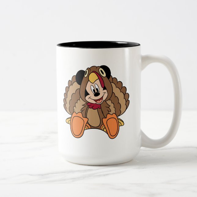 Mickey Mouse Thanksgiving Turkey Two-Tone Coffee Mug (Right)