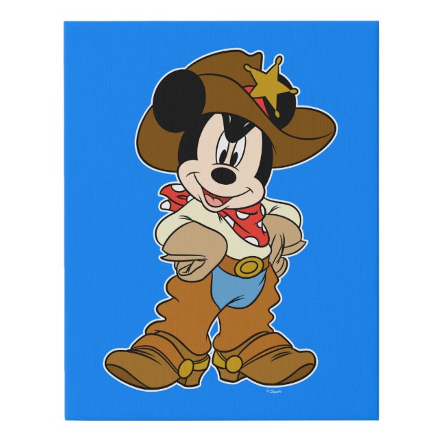 Mickey Mouse the Cowboy Faux Canvas Print (Front)