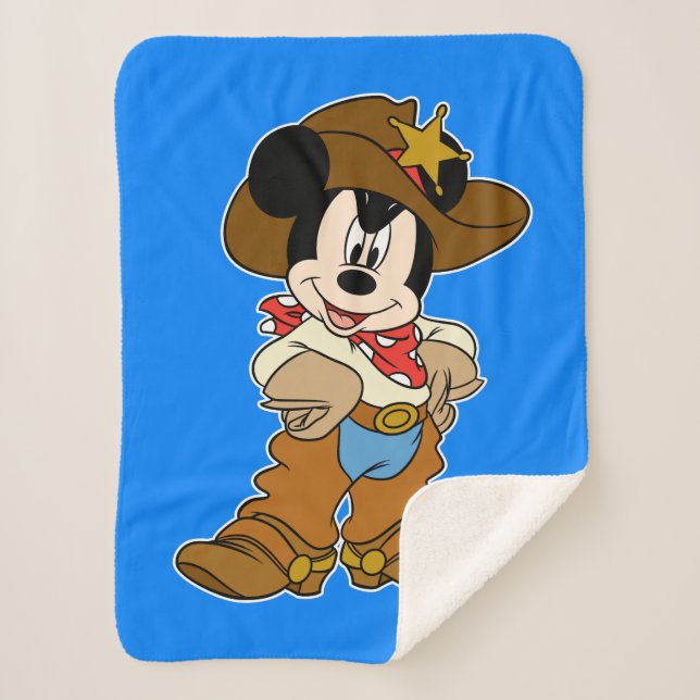 Mickey Mouse the Cowboy Sherpa Blanket (Front)