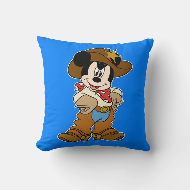 Mickey Mouse the Cowboy Throw Pillow (Front)