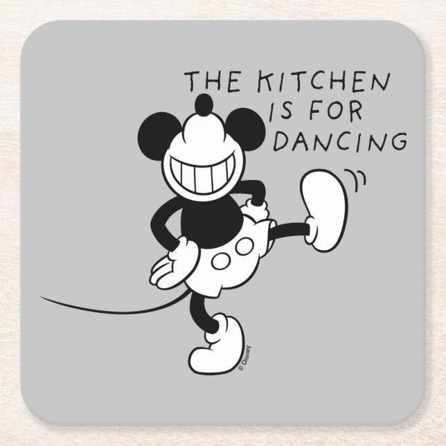Mickey Mouse | The Kitchen is for Dancing Square Paper Coaster (Front)