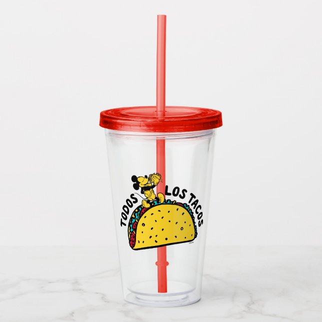 Mickey Mouse Todos Los Tacos Sign Acrylic Tumbler (Front)