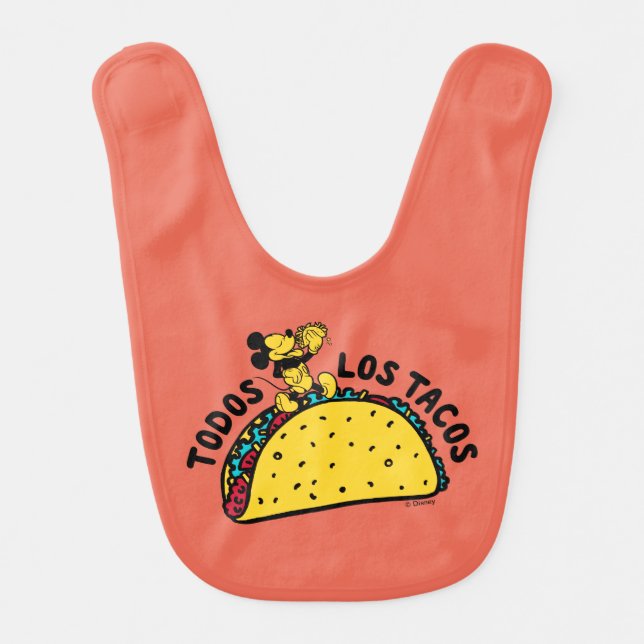 Mickey Mouse Todos Los Tacos Sign Baby Bib (Front)
