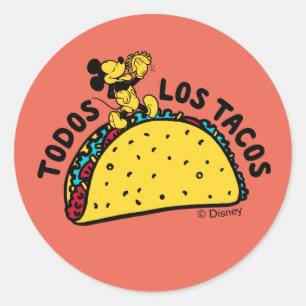 Mickey Mouse Todos Los Tacos Sign Classic Round Sticker