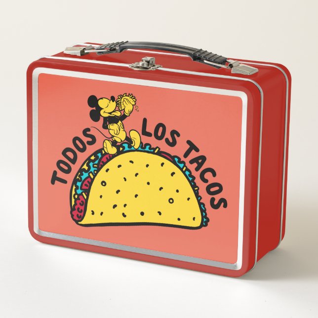 Mickey Mouse Todos Los Tacos Sign Metal Lunch Box (Front)