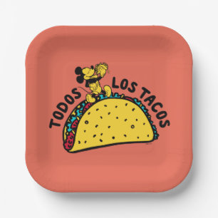 Mickey Mouse Todos Los Tacos Sign Paper Plates