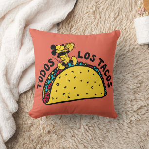 Mickey Mouse Todos Los Tacos Sign Throw Pillow