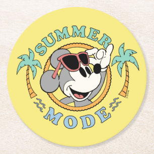 Mickey Mouse Tropical Summer Mode Round Paper Coaster