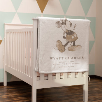 Mickey Mouse Vintage Birth Stats  Fleece Blanket by MickeyAndFriends at Zazzle