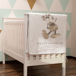 Mickey Mouse Vintage Birth Stats  Fleece Blanket<br><div class="desc">Add a touch of vintage Disney charm with this classic Mickey Mouse distressed design! Featuring Mickey in his iconic red shorts and yellow shoes with a weathered, retro-inspired look, this artwork brings nostalgia to life. The distressed texture gives it an old-school feel, perfect for Disney fans who love timeless, vintage...</div>