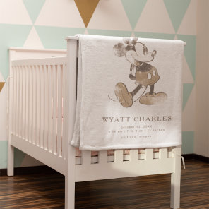 Mickey Mouse Vintage Birth Stats  Fleece Blanket