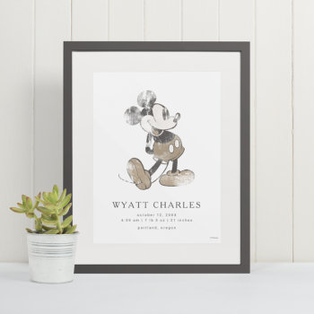 Mickey Mouse Vintage Birth Stats Poster by MickeyAndFriends at Zazzle