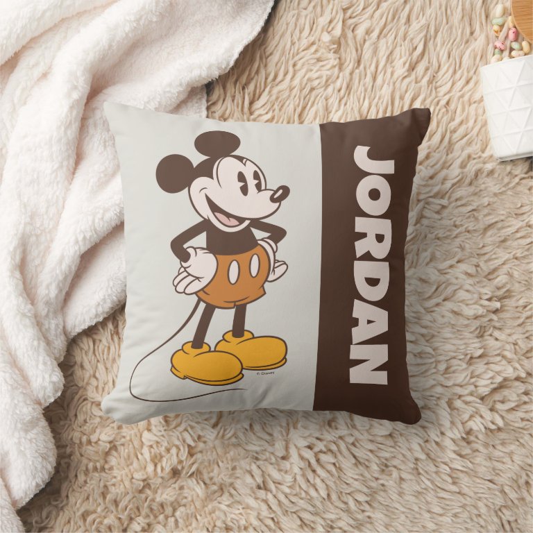 Mickey Mouse | Vintage Mickey | Add Your Name Throw Pillow