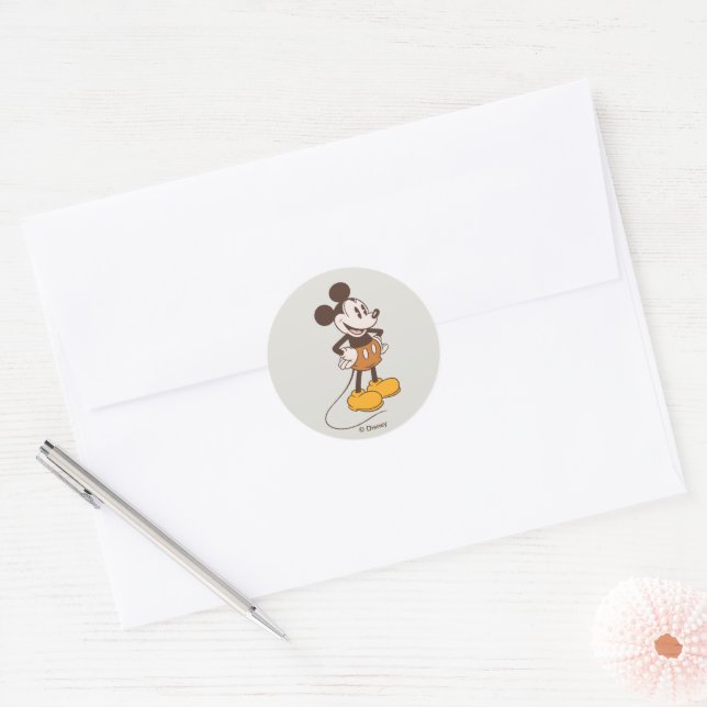 Mickey Mouse | Vintage Mickey Classic Round Sticker (Envelope)