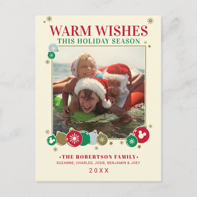 Mickey Mouse Warm Wishes Holiday Postcard (Front)