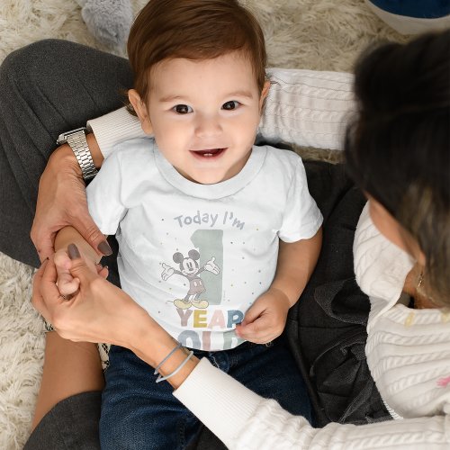 Mickey Mouse Watercolor 1st Birthday Baby T_Shirt