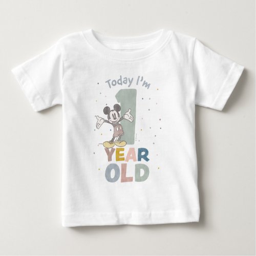 Mickey Mouse Watercolor 1st Birthday Baby T_Shirt