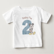 Mickey Mouse Watercolor 2nd Birthday Baby T-shirt at Zazzle