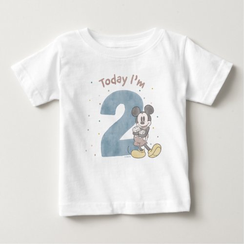 Mickey Mouse Watercolor 2nd Birthday Baby T_Shirt