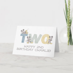 Mickey Mouse Watercolor 2nd Birthday Card