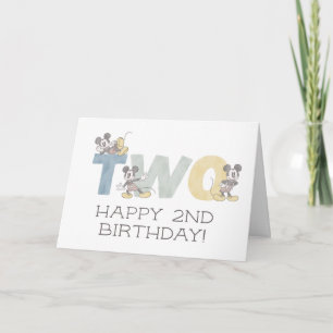 Mickey Mouse Watercolor 2nd Birthday Card