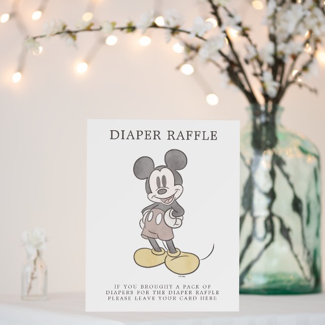 Mickey Mouse Watercolor Baby Shower Diaper Raffle Foam Board (In Situ (Wedding))