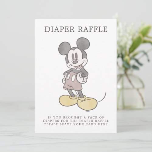 Mickey Mouse Watercolor Baby Shower Diaper Raffle Invitation