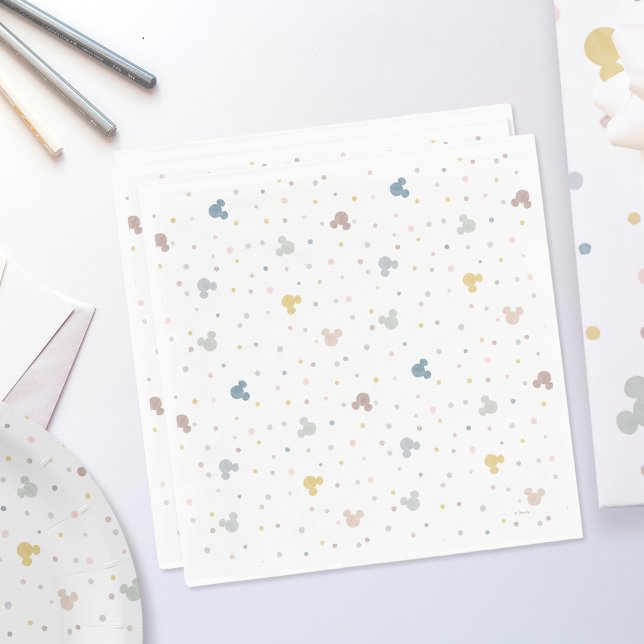 Mickey Mouse Watercolor Birthday Napkins (Napkins on table)