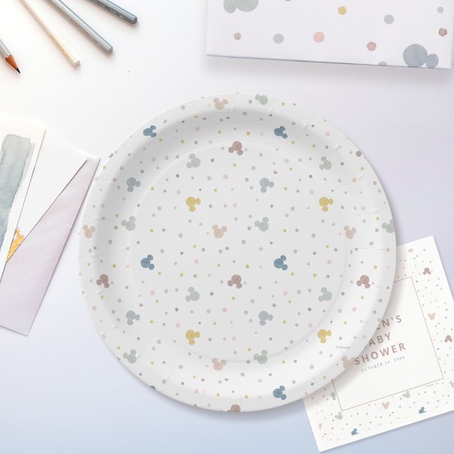 Mickey Mouse Watercolor Birthday Paper Plates (Plate on table)
