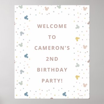 Mickey Mouse Watercolor Birthday Welcome Sign by MickeyAndFriends at Zazzle