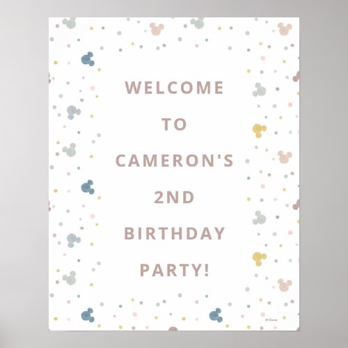 Mickey Mouse Watercolor Birthday Welcome Sign