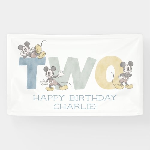 Mickey Mouse Watercolor Second Birthday Banner