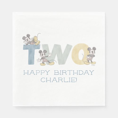 Mickey Mouse Watercolor Second Birthday Napkins