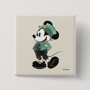 Mickey Mouse   Watercolor St. Patrick's Day Button