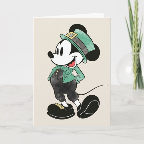 Mickey Mouse  Watercolor St Patricks Day Card